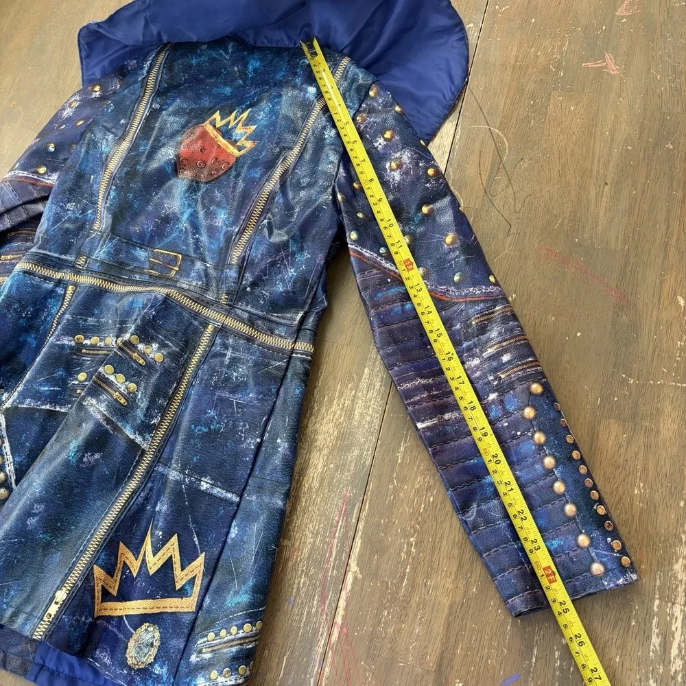 Disney Descendants 11/12 Evie Halloween costume Faux Leather Trench Coat Jacket